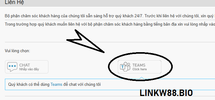 Liên hệ CSKH W88 thông qua Teams
